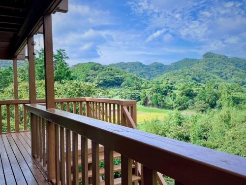 a deck with a view of a mountain at Minamiboso OSORA - Vacation STAY 56344v in Minamiboso