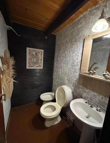 a bathroom with a toilet and a sink at Atahualpa Yupanqui 2 in Tafí del Valle