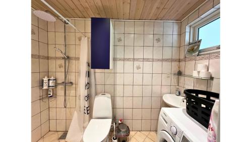 a bathroom with a toilet and a sink at Charming Villa - Lalandia & Puttgarden & Femern in Rødby