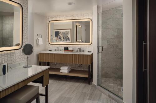 a bathroom with a sink and a shower at Hyatt Regency Austin in Austin