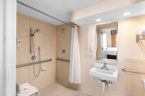 a bathroom with a shower and a sink at Comfort Inn & Suites Somerset - New Brunswick in Somerset