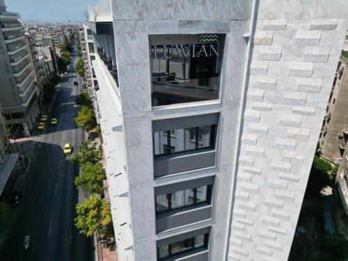 an overhead view of a building with a sign on it at Luwian Athens Boutique Hotel in Athens