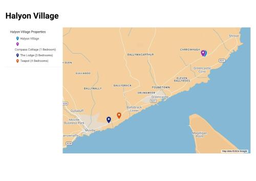a map of the hawaiian village at Halyon Village in Greencastle