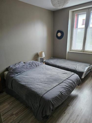 a bedroom with a large bed and a window at F3, 3 pers - proche centre historique in Besse-et-Saint-Anastaise