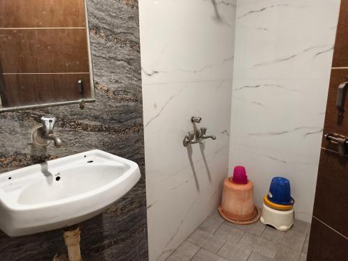 a bathroom with a sink and a mirror at SD Blueberry Hotel in Shirdi