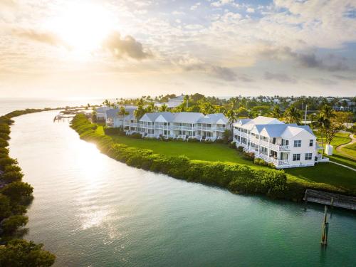 an aerial view of a house next to a river at Hawks Cay Resort in Duck Key