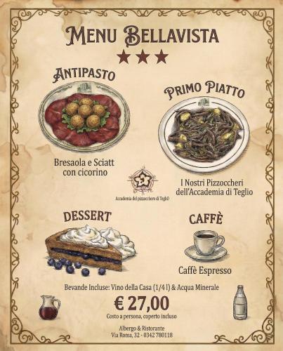 a menu for mexican food in a restaurant at Hotel Bellavista in Teglio