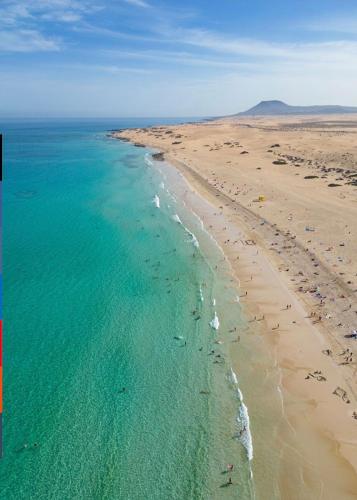 an aerial view of a beach with the ocean at Casa Marina in Lajares