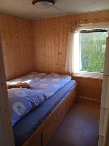 a bed in a room with a window at Haus Elise in Saalfeld