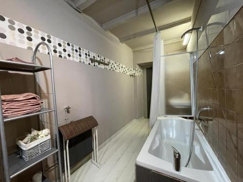 a bathroom with a sink and a shower and a tub at Chambre argoitzia in Saint-Martin-dʼArberoue