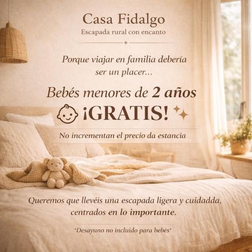 a bedroom with a bed with a sign on it at Casa Fidalgo in Ribadavia
