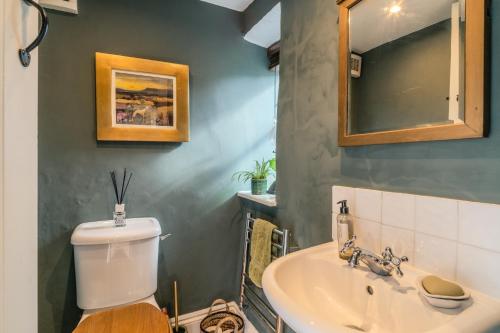 a bathroom with a toilet and a sink at 4 Crown Cottages in Moreton in Marsh