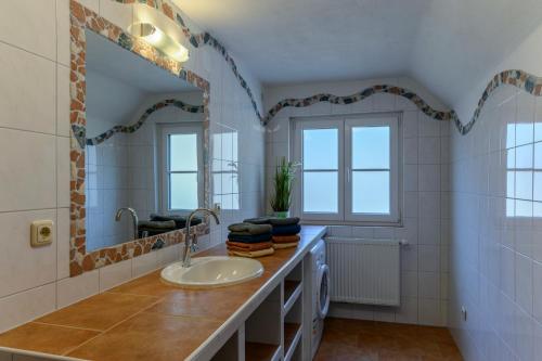 a bathroom with a sink and a mirror at Ferienwohnung Werner Pucher OG in Altaussee