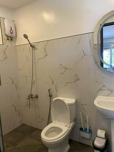 a bathroom with a toilet and a sink at Peaceful Turtle Camp in San Francisco