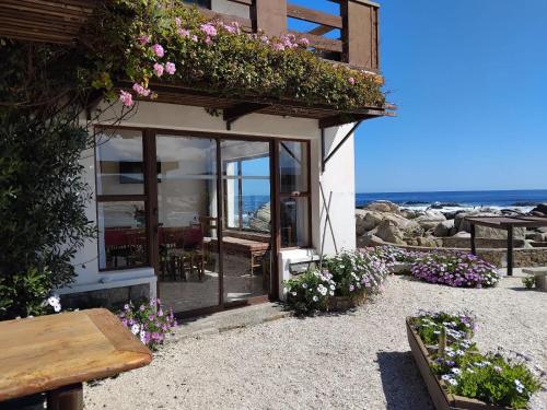 a house with a window with flowers on it at Departamentos Océano in Maitencillo