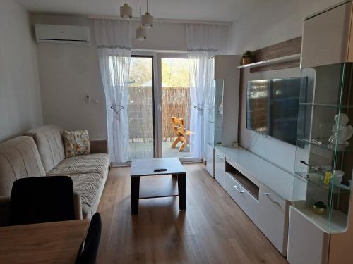 a living room with a couch and a table at Apartament Karbowo in Brodnica