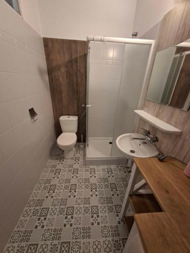 a bathroom with a toilet and a sink at Agroturystyka Wypoczynek na Wsi in Słowiki Nowe