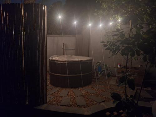 a bath tub sitting in the middle of a room at Pond Cottage in Knysna