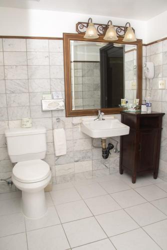 a bathroom with a toilet and a sink and a mirror at Chateau Big Bear Boutique Hotel, BW Signature Collection in Big Bear Lake