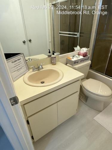 a bathroom with a sink and a toilet at 2 Cute 2 Pass UP in Orlando