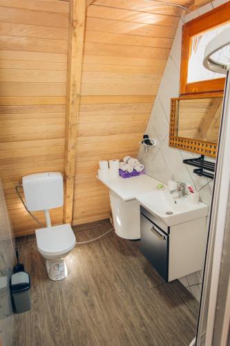 a bathroom with a toilet and a sink at Mountain View in Tjentište