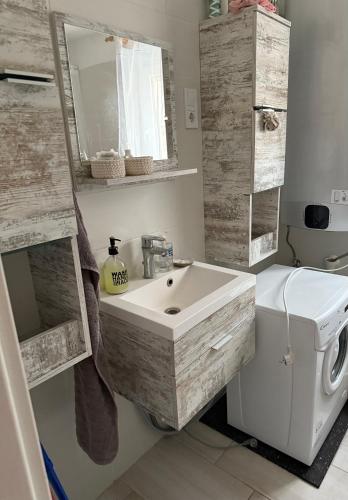 a bathroom with a sink and a toilet at Rsd-Tass vendéghàz in Tass