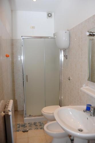 a bathroom with a shower and a toilet and a sink at Bed and Breakfast Elisa in Sonnino