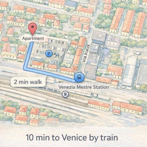 a map of a city with buildings at Tourgo Venice in Mestre