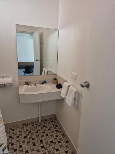 a bathroom with a sink and a mirror at Ben Hall Motor Inn in Forbes