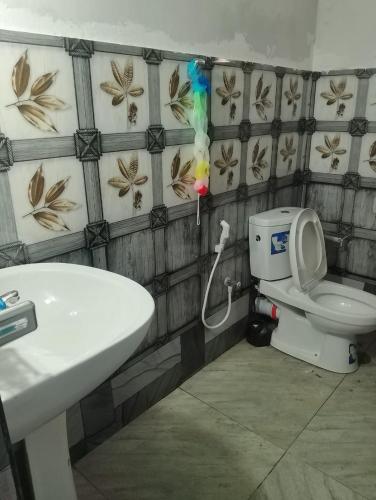 a bathroom with a toilet and a sink at Oneli Homestay in Nuwara Eliya