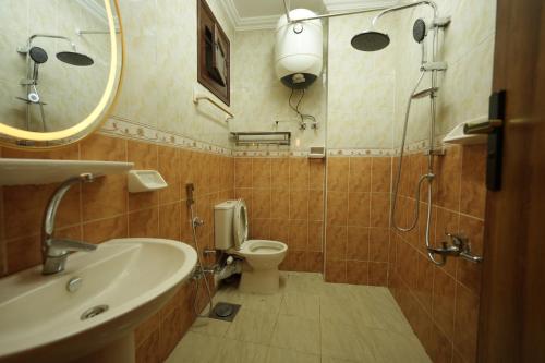 a bathroom with a sink and a toilet and a mirror at ABo ZAIN HOSTEL in Aswan