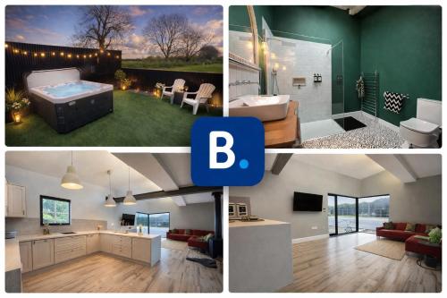 a collage of photos of a bathroom and a house at The Hideaway - Luxury Country Retreat in The Trench
