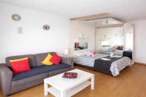 a living room with a couch and a bed at Teide & Mar Vistas in Tacoronte