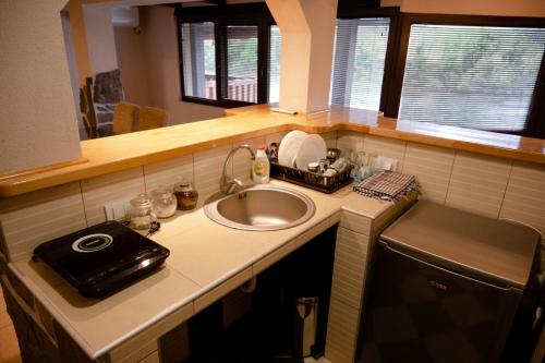 a kitchen with a sink and a counter top at Konaci kod Bobe in (( Vratna ))