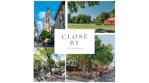a collage of photos with the words close by at Breda Apartment w Kitchen & Private Bathroom 2p in Breda