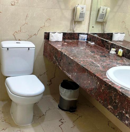 a bathroom with a toilet and a sink at Grand Astoria Hotel in Dubai