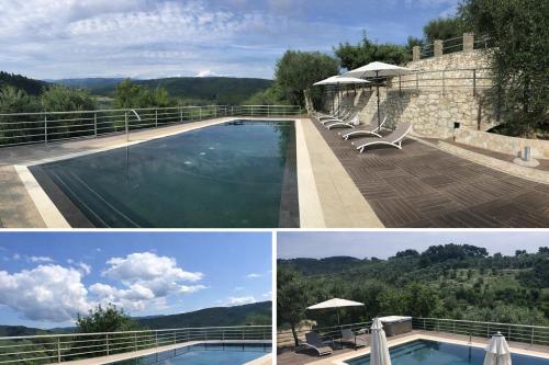 a collage of two pictures of a swimming pool at Zia Nì Boutique Suites in Peschici