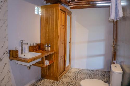 a bathroom with a sink and a toilet at ChannaS villas in Payangan