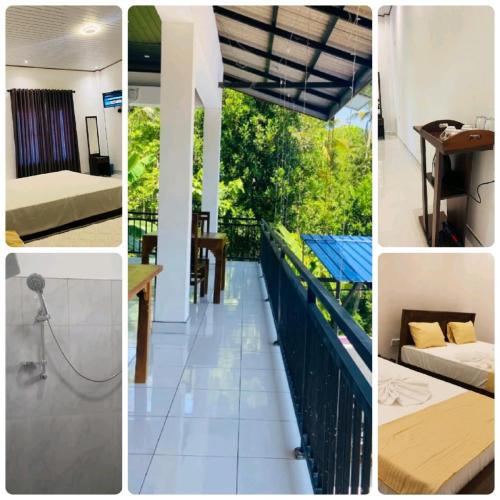 a collage of photos of a hotel room at Lodge in Resolute in Dambulla