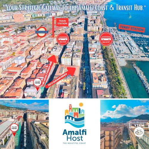 a collage of two pictures of a city at Dimora del golfo Guest House - Amalfi Coast Gateway in Salerno