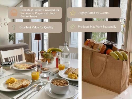 a table with breakfast basics provided for you to prepare at your conference at Look At Me - Serviced Lofts & Studios in Porto