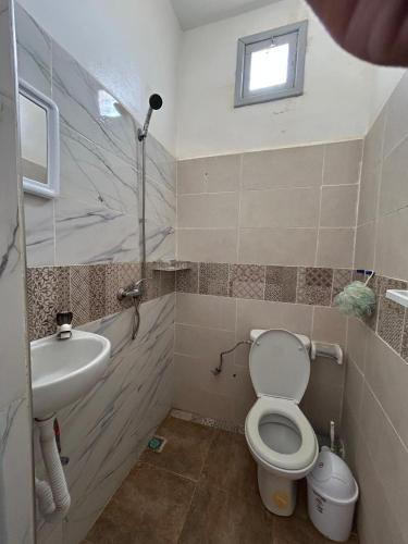 a bathroom with a toilet and a sink at Tildi surf house in Imsouane