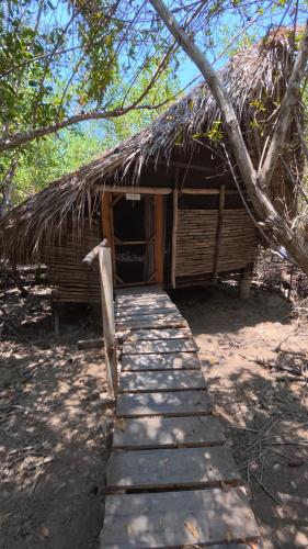 a small hut with a pathway in front of it at Cabaña Tejon - Casa Corazon Mazunte in Mazunte