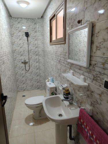 a bathroom with a sink and a toilet and a shower at Khouribga in Khouribga