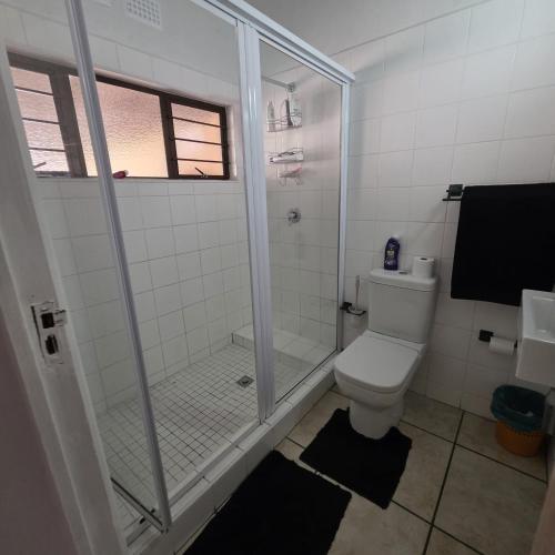 a bathroom with a shower and a toilet at Allesreg Holiday Home in Margate