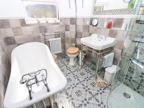 a bathroom with a sink and a toilet at The Museum in Alston
