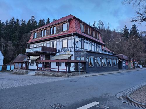 a large building on the side of a street at Moocks Hotel in Altenau