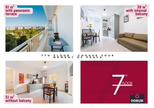 a collage of photos of a living room and dining room at 7th Floor - Donoratico in Cagliari