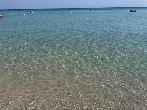 a group of people in the water at the beach at Dimora Anna Maria in Salve