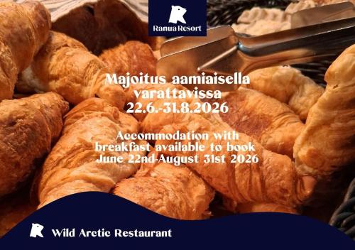 a flyer for a bakery with a bunch of croissants at Ranua Resort Holiday Villas in Ranua